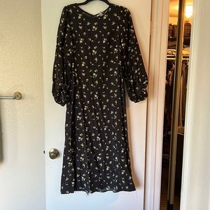 H&M black-floral dress